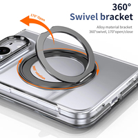 Coque transparente HD avec anneau magnétique, support rotatif à 360°, béquille pliable, antichoc pour iPhone 18 Duo