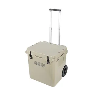 Ustomized-enfriador rotomoldeo 45qt de alta calidad con ruedas, caja enfriadora de playa dura con ruedas