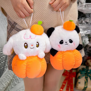 2025 Halloween Pumpkin <strong>Panda</strong> Rabbit Plush <strong>Bag</strong> Charm - Mini Keychain Pendant for Backpack/Gift Decor - Product Image 2