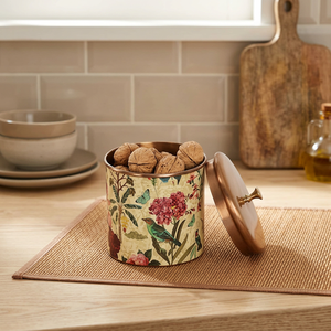 Conteneur alimentaire rond en cuivre avec couvercle, pot de rangement à imprimé floral bohème pour la cuisine, 1 couche, pour garder les aliments frais - Product Image 5
