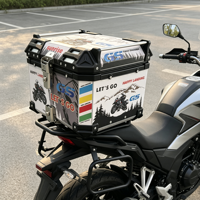 Boîte de rangement pour moto en alliage d'aluminium, étanche, 45L, avec système de verrouillage sécurisé, montage universel à l'arrière, pour les voyages en plein air