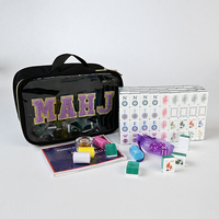 Ensemble complet de jeu de Mahjong américain avec sac élégant, incluant tuiles, dés, cartes de notation, accessoires, marqueur de direction du vent et marqueur de distributeur