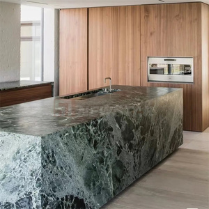 เคาน์เตอร์กระเบื้องหินอ่อนสีเขียวอิตาลีหินอ่อนสีเขียวขัดเงาหรูหราของตกแต่งบ้านหินอ่อนสีเขียวแพรดาสธรรมชาติสีเขียว - Product Image 5