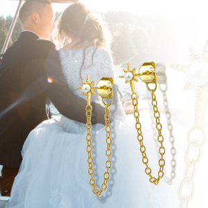Aretes de Perlas Octogonales de Lujo con Baño de Oro de 18K, Tendencia 2023, Gran Venta - Product Image 5