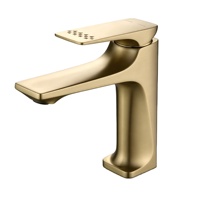 Robinet de salle de bain doré en nickel brossé, mitigeur monocommande pour lavabo, à poser sur le comptoir