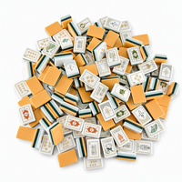 YUN YANG Ubin Mahjong Akrilik Mewah Motif Naga Phoenix Warna Kuning Jahe Oranye Butterscotch Ramah Lingkungan dengan Alas Cetak Amerika