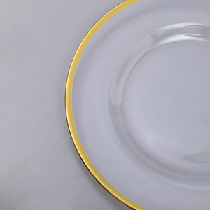Sottopiatti in <span class=keywords><strong>Vetro</strong></span> Ecologici da 13" all'Ingrosso <span class=keywords><strong>di</strong></span> Fabbrica con Bordo <span class=keywords><strong>Trasparente</strong></span>, Dorato, Oro Rosa, Bianco, Nero per Decorazioni Nuziali - Product Image 4