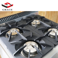 Cuisinière à gaz GRACE à 4 brûleurs en acier inoxydable avec four pour cuisines de restaurants, propane/gaz naturel, grillade