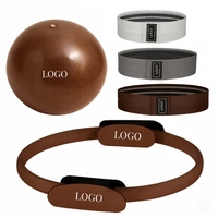 Kit complet de Pilates pour les entraînements à domicile avec anneau de Pilates, mini ballon de Pilates et bandes de résistance en tissu pour débutants en yoga et Pilates