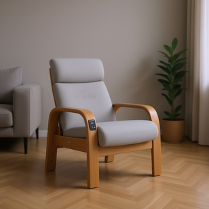 Sillón Reclinable de Masaje, Tapicería de Poliéster Gris Claro, Estructura de Madera Contrachapada Mediana, Operación Manual, Diseño Contemporáneo - Product Image 2