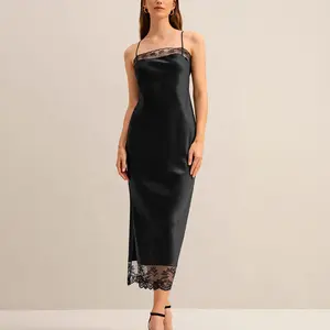 Новейшая трендовая одежда Летняя шелковая обтягивающая приталенная кружевная декорированная платья-карандаш Женская мода стильное модное Повседневное платье
