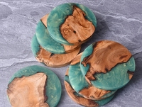 Ensemble de sous-verres en bois de luxe classique moderne, résine époxy, résistant à la chaleur, écologique, durable, décoration de table basse, œuvre d'art décorative pour boissons