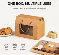 Kraftpapier Wellpappe-Schubladenbox mit Griff und Fenster Umweltfreundliche Papierverpackung für Lebensmittel Geschenke E-Commerce-Versand