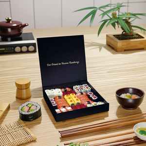 Hengxing กล่องใส่ซูชิแบบพับได้ทำจากกระดาษแข็งแข็งสีดำหรูหรารีไซเคิลได้ - Product Image 2