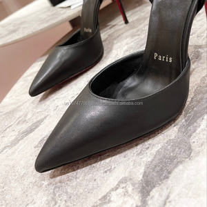 Chaussures à talons hauts de luxe pour femmes, en cuir verni rouge, style mariée, à bout pointu, noires, tendance, vente en gros - Product Image 4