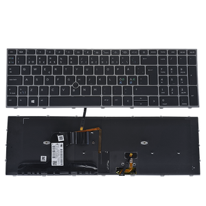 Teclado Retroiluminado Noruego NE para Portátil HP Zbook Fury 17 G7 con Marco Plateado M04679-DH1 PK132UQ1A21 9Z.NHPBC.11N - Product Image 1