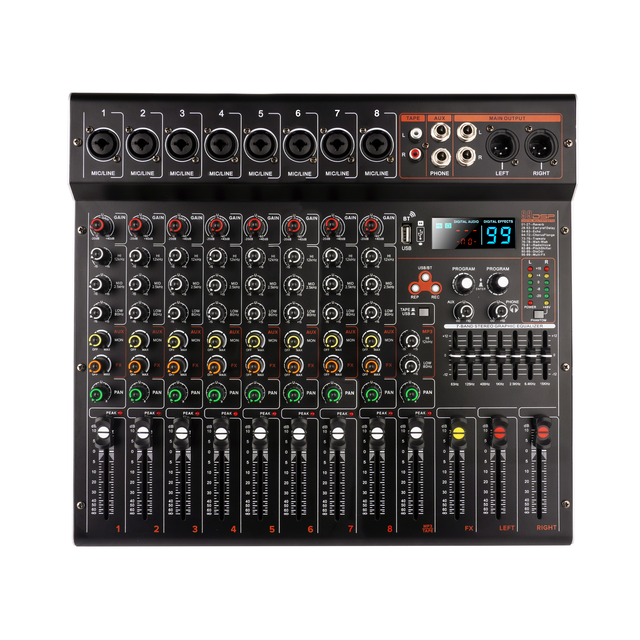 Professional Audio Mixer 8-Channel Dj Controller/audio Console Mixer 2X350W 99DSP Effects Mixer Sound System for Small Show