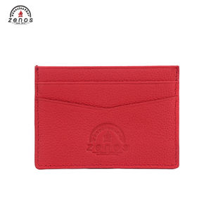 Porte-cartes en cuir personnalisé avec logo, motif galet rouge, tendance pour femmes, pour cartes de crédit et argent liquide - Product Image 1