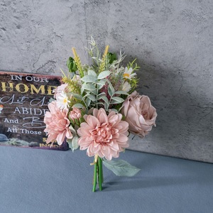 Bouquet de fleurs artificielles CallaFloral Rose rose jaune Vase Décoration de mariage Décoration de la maison CF01445 - Product Image 3