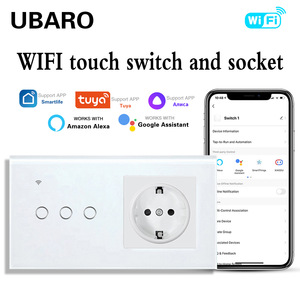 <b>Smart</b> Switch <b>Socket</b> With Glass Panel Eu Plug App Control Voice Timer Neutral Live Version - Product Image 2