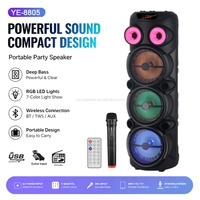 Enceinte de fête sans fil avec triple woofer et lumière LED RGB, vente directe d'usine, offre spéciale, OEM ODM, modèle YE-8805