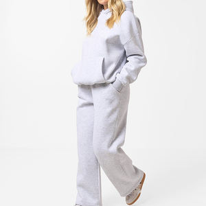 Conjuntos de Dos Piezas para Mujer Otoño Invierno, Sudaderas con Capucha + Pantalones, Forro Polar Grueso y Cálido, Trajes Casuales Femeninos, Chándal de Color Sólido - Product Image 2