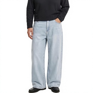 Jeans amples pour homme à haute élasticité, coupe ample, jambe large, en denim, pour un style décontracté, 100% coton, 10-12 OZ, logo OEM personnalisé, marque - Product Image 1