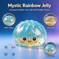Jouet sensoriel anti-stress en silicone transparent effet gelée, rebond lent, en forme de chignon souple, paillettes arc-en-ciel, 8 couleurs, cadeau de fête