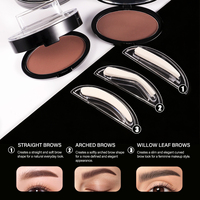 Kit de tampons à sourcils personnalisables avec logo – 3 formes : droit, arqué, feuille de saule – Poudre à sourcils longue tenue – Maquillage professionnel