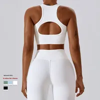 Soutien-gorge de sport JY personnalisé avec logo, col montant, dos croisé, haute élasticité, rembourré, luxe, taille haute, sensation seconde peau, pour entraînement et yoga, grandes tailles
