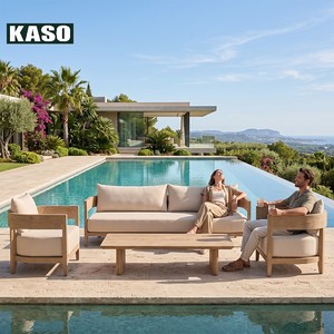 Canapé d'extérieur modulaire de luxe en teck massif, étanche, moderne, populaire, pour bord de piscine, personnalisable, vente en gros - Product Image 2