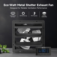 Ventilateur d'extraction à volet métallique EC Motor 350 mm (14 pouces) à faible bruit, carré, écoénergétique avec contrôleur de température et d'humidité