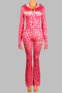 レオパード柄プリントスポーツ2ピースセット レディース 長袖フーディートップス＆パンツセット 2026 セクシー ストリートトラックスーツ - Product Image 5