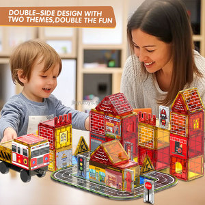 Stelo Montessori giocattoli tessere magnetiche 3D blocco magnetico da costruzione giocattolo educativo fatto da te tessere magnetiche Puzzle tema pompiere <span class=keywords><strong>regalo</strong></span> - Product Image 3