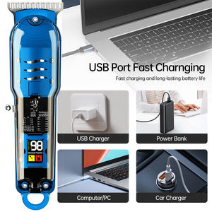 Tondeuse à Barbe Électrique Sans Fil pour Homme avec Sabot Réglable, Kit de Tondeuse à Cheveux Transparente en Acier Inoxydable pour Usage Domestique - Product Image 5