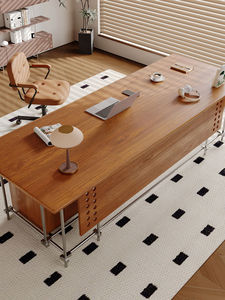 Escritorio de Oficina Moderno de Estilo Mid-Century, de Madera de Olmo, Diseño de Estación de Trabajo <span class=keywords><strong>Bosss</strong></span>, Mesa Rectangular Personalizada Multifuncional - Product Image 2