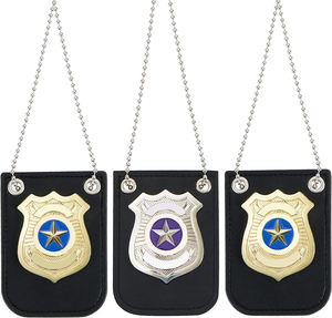 Insignia de Seguridad Metálica Personalizada de Aleación de Zinc del Fabricante, Insignias de Seguridad Metálicas con Cartera de Cuero - Product Image 6
