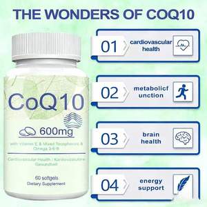 Капсулы с убихинолом CoQ10, витамином Е и Омега-369 для поддержки сердца и энергии (собственная торговая марка) - Product Image 3