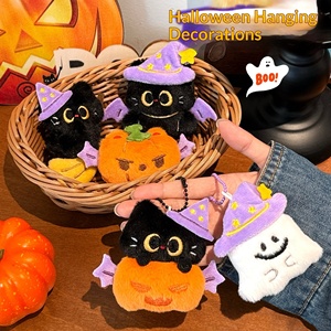 Pendentif en peluche chat noir mignon d'Halloween, fait main, style dessin animé, polyvalent, ornement de poupée, porte-clés, breloque de sac à dos, petit <span class=keywords><strong>accessoire</strong></span> - Product Image 3