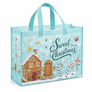 Christmas Non Woven Tote <b>Bag</b> Reusable for Holiday Ski Resort Welcome Kit Gift <b>Xmas</b> Winter Lodge Guest Amenity Custom - Product Image 1