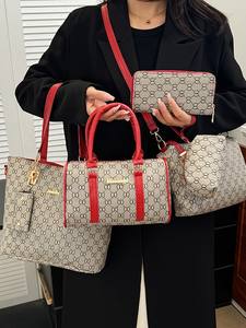 Ensemble de six sacs à main décontractés en PU pour femmes, durables, à motif serpent géométrique, multifonctionnels pour usage quotidien en extérieur - Product Image 2