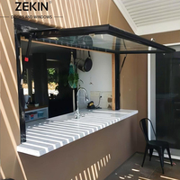 Fenêtre à auvent verticale en aluminium ZEKIN AS2047, double vitrage trempé, style moderne, avec vérin à gaz en aluminium pour cuisine