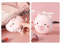 Miroir de maquillage cochon mignon avec lumière LED petit ventilateur de poche pour filles miroir de courtoisie portable de voyage miroir HD