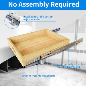 Bamboo Wood Pull Out <b>Drawer</b> <b>Storage</b> <b>Box</b> Rectangle 45L Durable Office Organizer Cabinet Organizers - Product Image 2