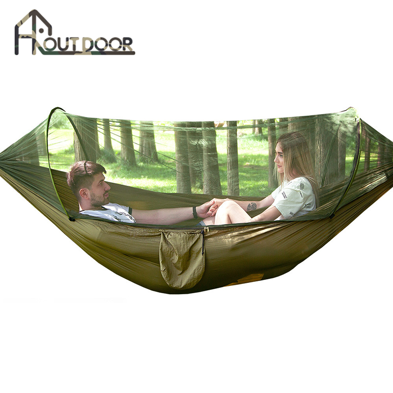 QBH002 2021 Best Seller Double Camping Hammock with Removable Mosquito Bug Net and Rainfly