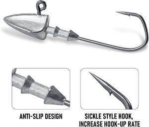 Têtes de jig de pêche anti-accrocs 5g-21g pour crappie, leurres bioniques en plomb à forte traction, vente en gros - Product Image 2