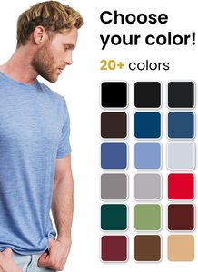 Maglietta <span class=keywords><strong>Intima</strong></span> a Maniche Corte da <span class=keywords><strong>Uomo</strong></span> in 100% <span class=keywords><strong>Lana</strong></span> Merino, Tinta Unita, Stile Vintage - Product Image 3