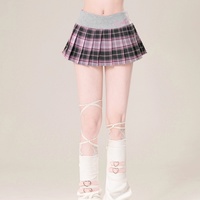Fabricant de vêtements, jupe courte plissée à taille haute de style coréen préppy, mode Y2K, jupes à carreaux patchwork