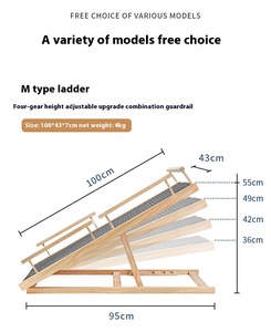 Verstellbare Umweltfreundliche Holz-Hunderampe Haustiertreppen Sicherheitsgeländer Gelenkfreundlich für Hunde & Katzen Einfacher Zugang zu Betten & Sofas - Product Image 3