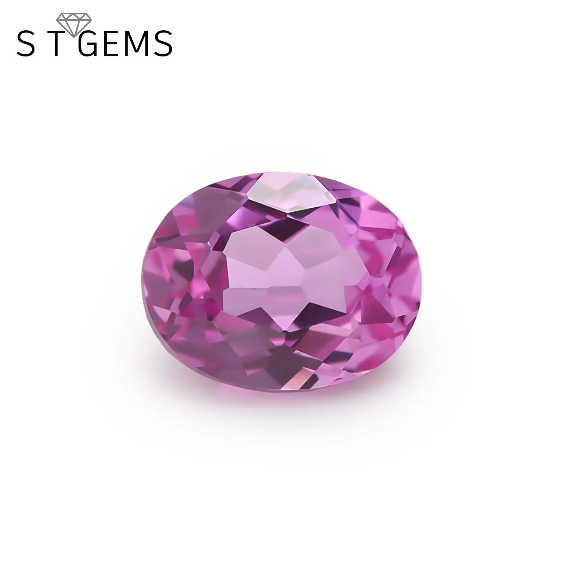 St gems pedra de corindo sintético rosa 2 # oval corte gems preços